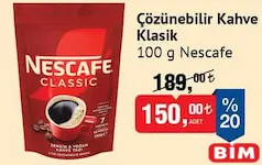 NESCAFE ÇÖZÜNEBİLİR KAHVE KLASİK 100 G
